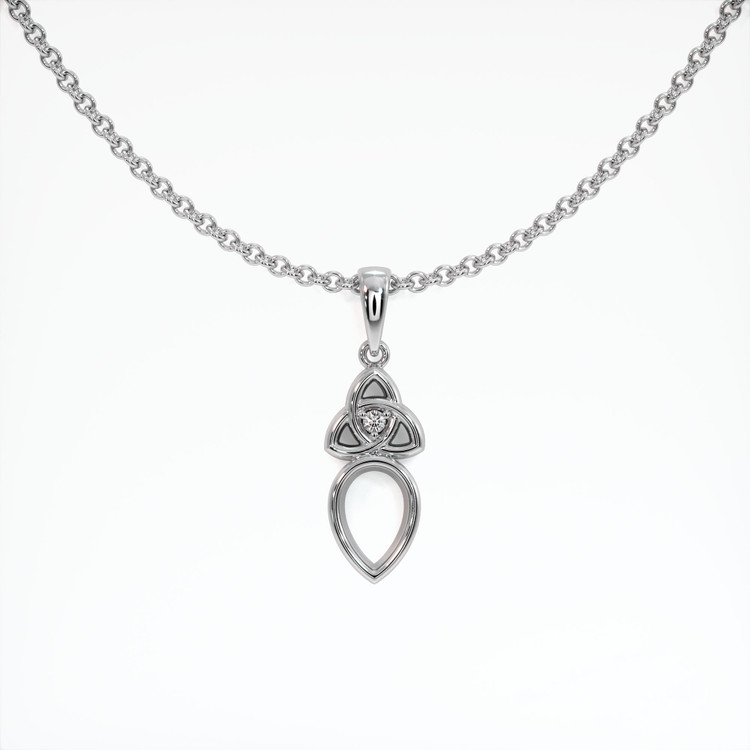 14K White Gold Accent Stones Pendant Setting