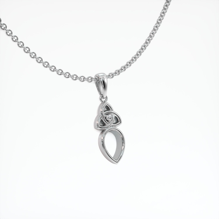 14K White Gold Accent Stones Pendant Setting