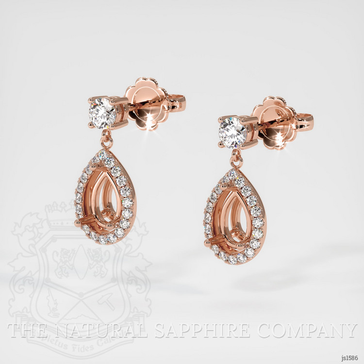 14K Rose Gold Pave Earring Setting