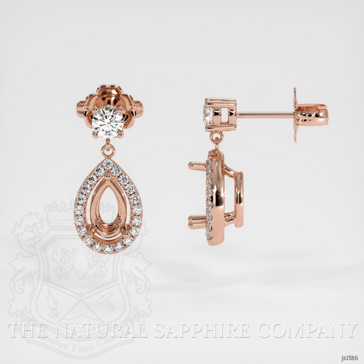 14K Rose Gold Pave Earring Setting