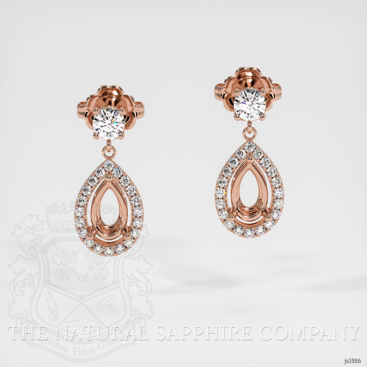 14K Rose Gold Pave Earring Setting