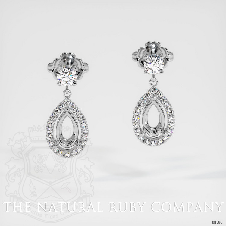 14K White Gold Pave Earring Setting