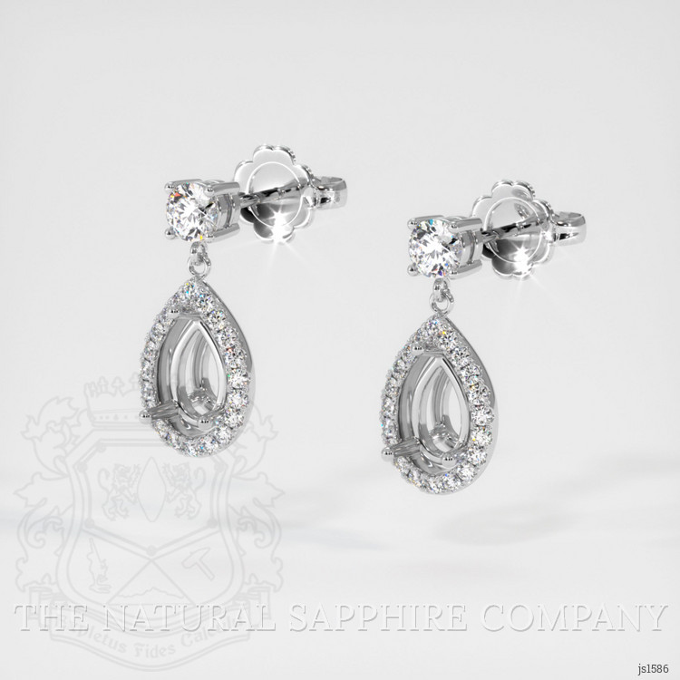 18K White Gold Pave Earring Setting