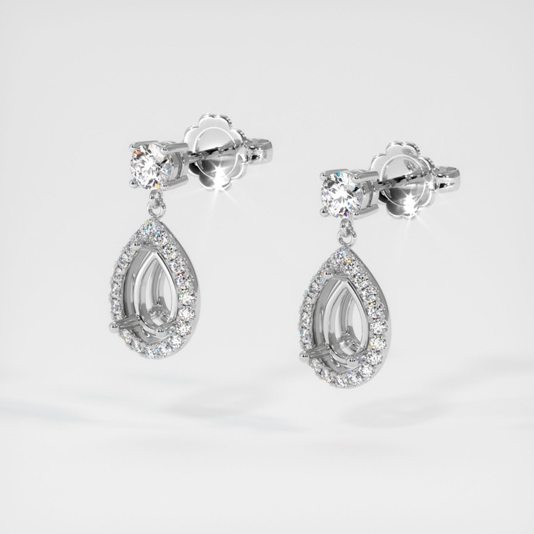 18K White Gold Pave Earring Setting