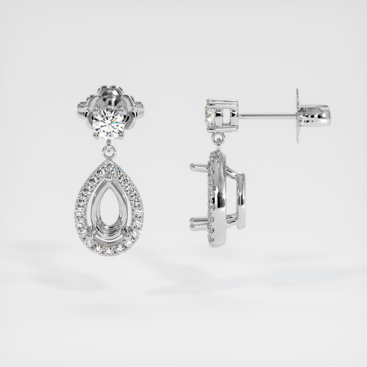 18K White Gold Pave Earring Setting