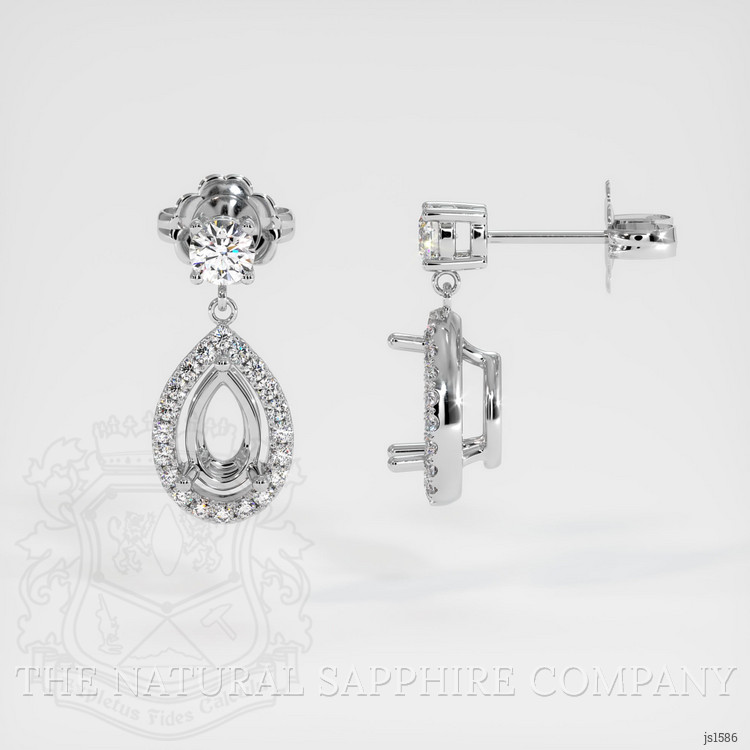 18K White Gold Pave Earring Setting