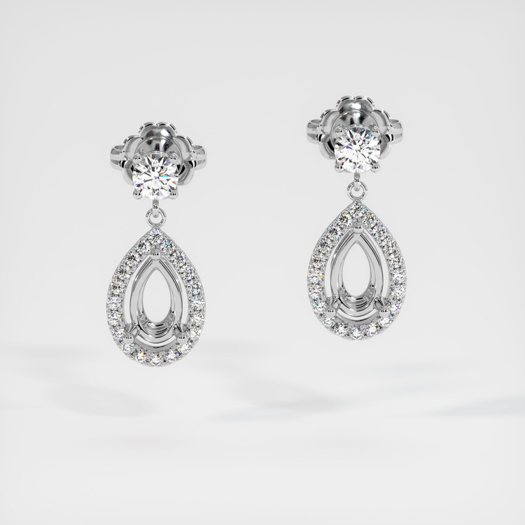 18K White Gold Pave Earring Setting