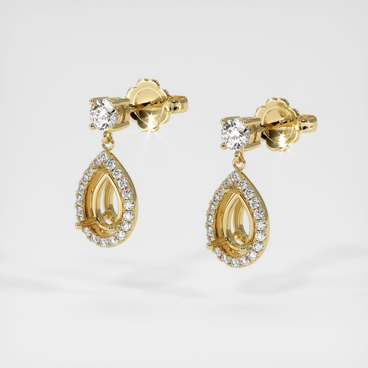 14K Yellow Gold Pave Earring Setting
