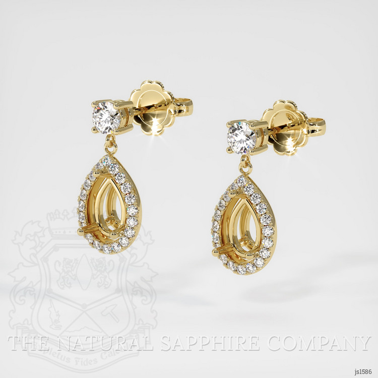 14K Yellow Gold Pave Earring Setting