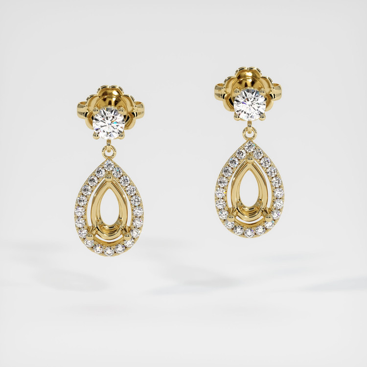 14K Yellow Gold Pave Earring Setting
