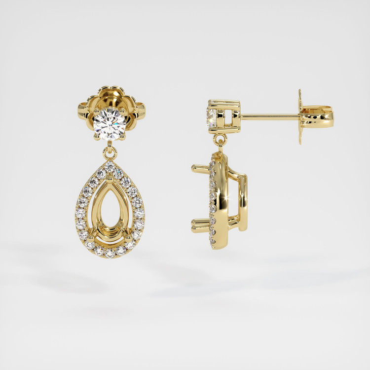 18K Yellow Gold Pave Earring Setting