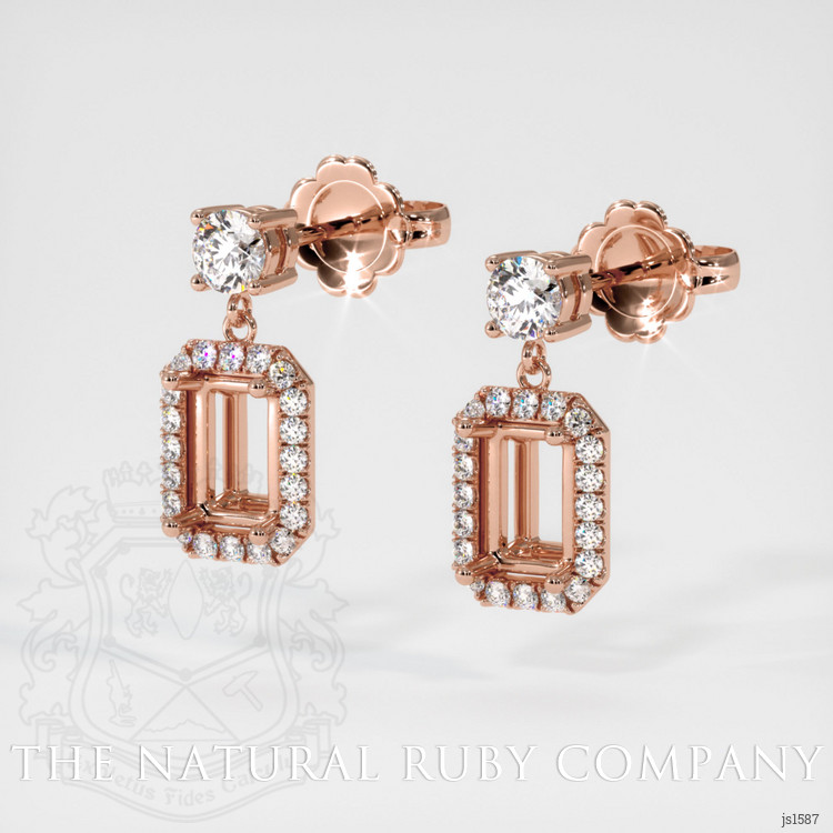 14K Rose Gold Pave Earring Setting