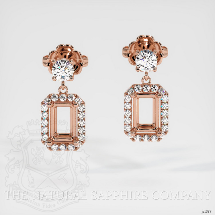 14K Rose Gold Pave Earring Setting