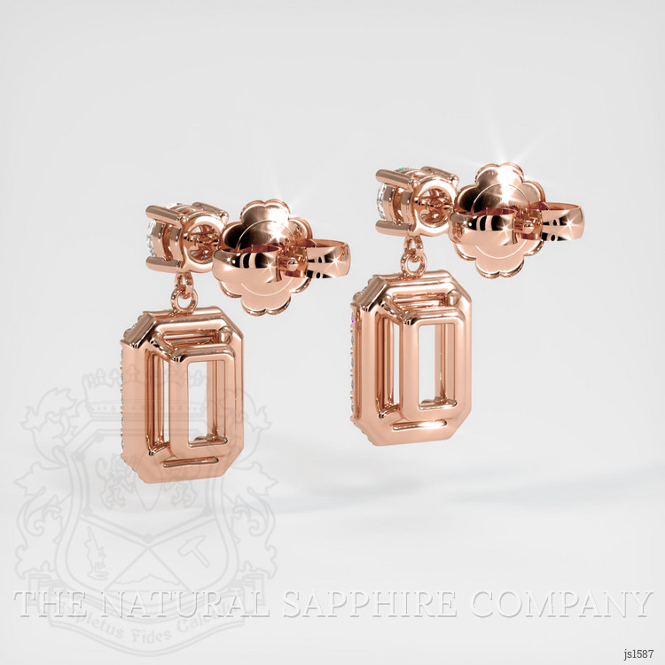 14K Rose Gold Pave Earring Setting
