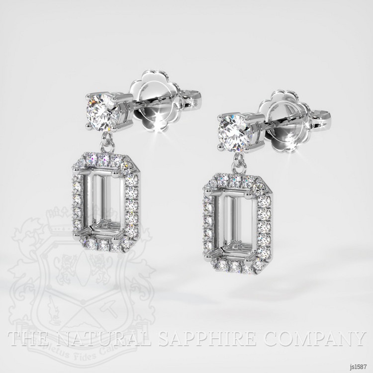 18K White Gold Pave Earring Setting