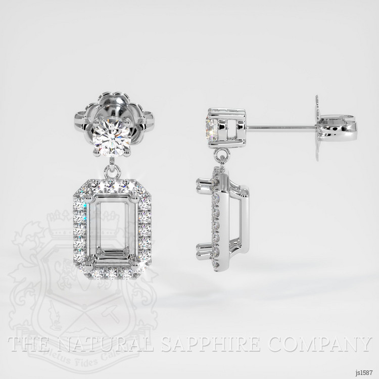 18K White Gold Pave Earring Setting