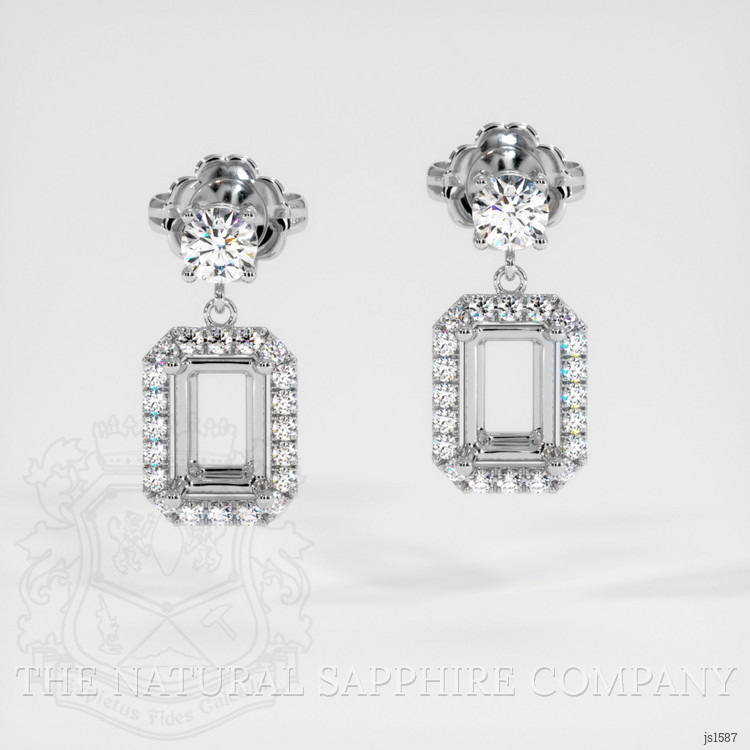 18K White Gold Pave Earring Setting