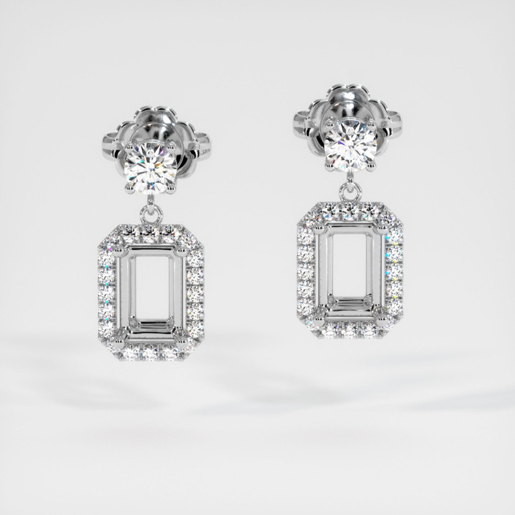 18K White Gold Pave Earring Setting