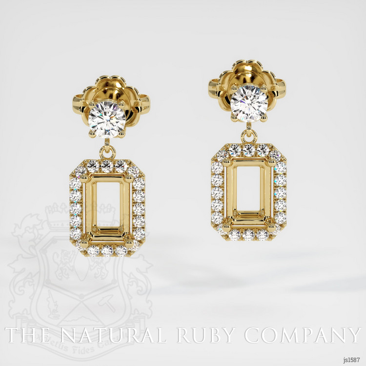 14K Yellow Gold Pave Earring Setting