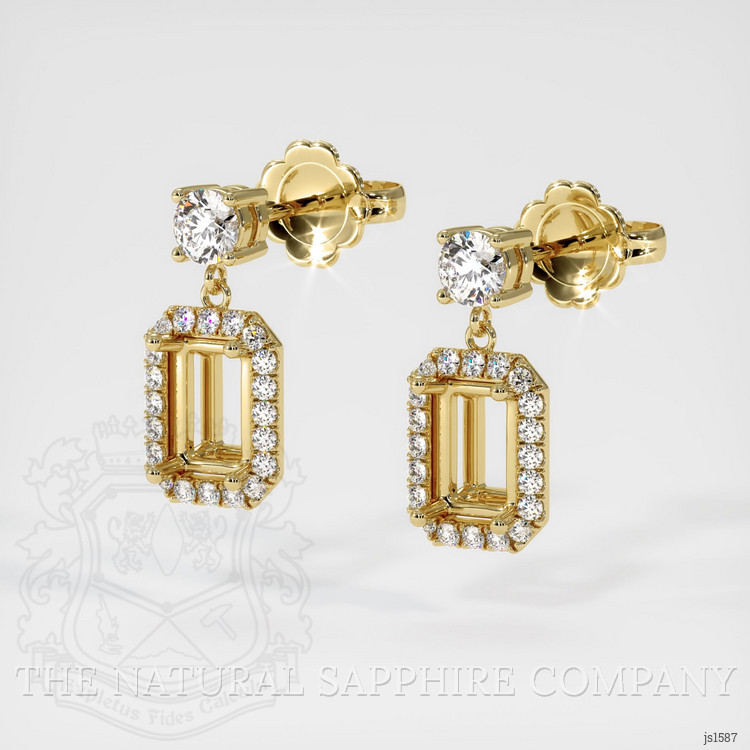18K Yellow Gold Pave Earring Setting