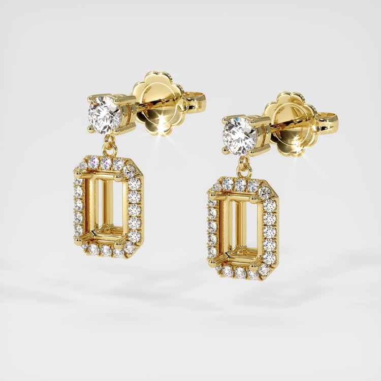 18K Yellow Gold Pave Earring Setting