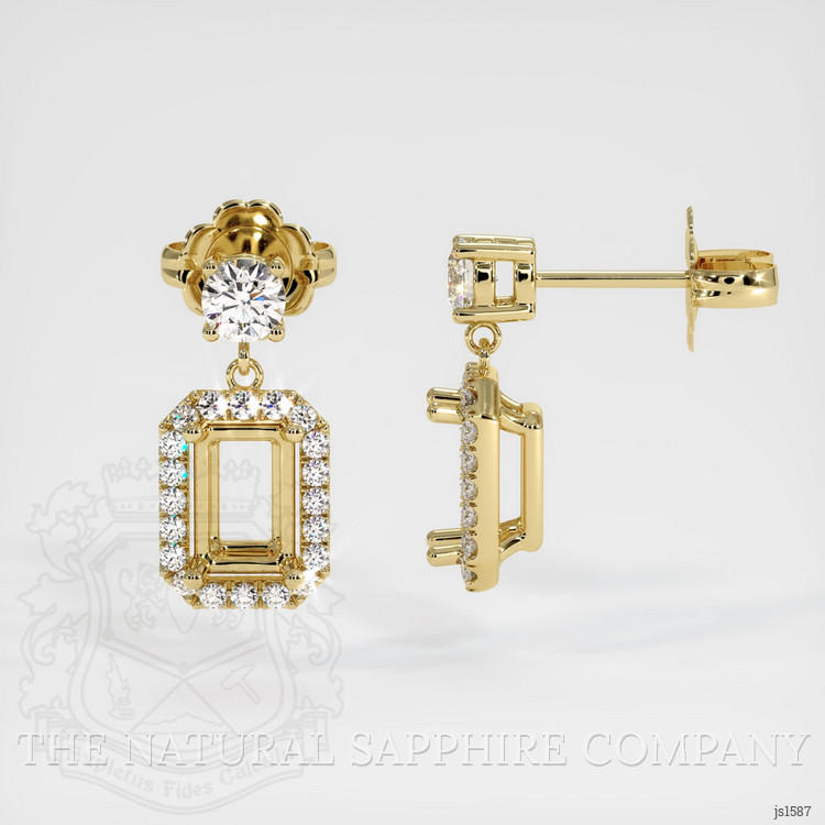 18K Yellow Gold Pave Earring Setting
