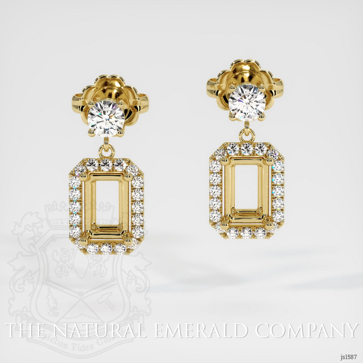 18K Yellow Gold Pave Earring Setting