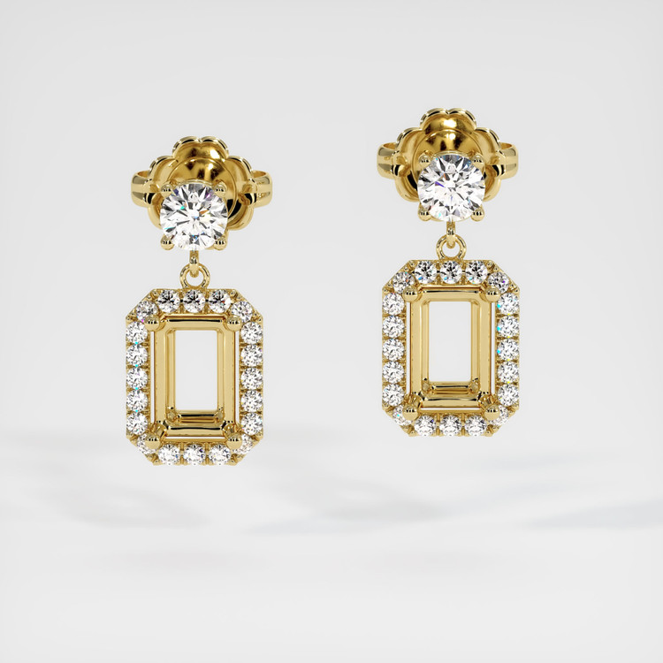 18K Yellow Gold Pave Earring Setting
