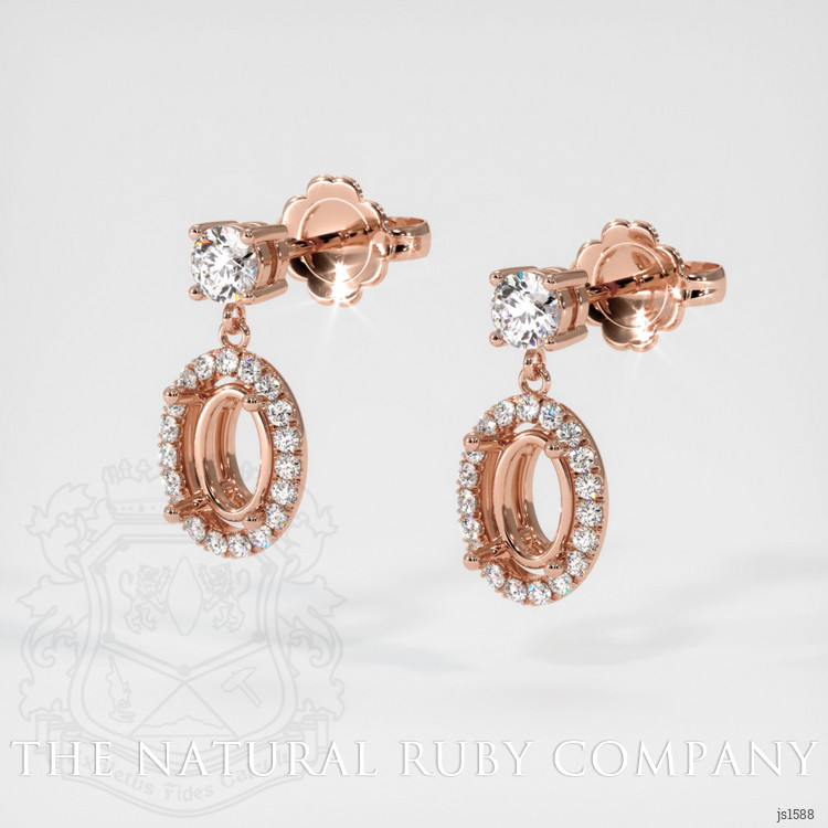 14K Rose Gold Pave Earring Setting
