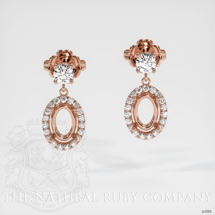 14K Rose Gold Pave Earring Setting