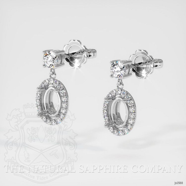 14K White Gold Pave Earring Setting
