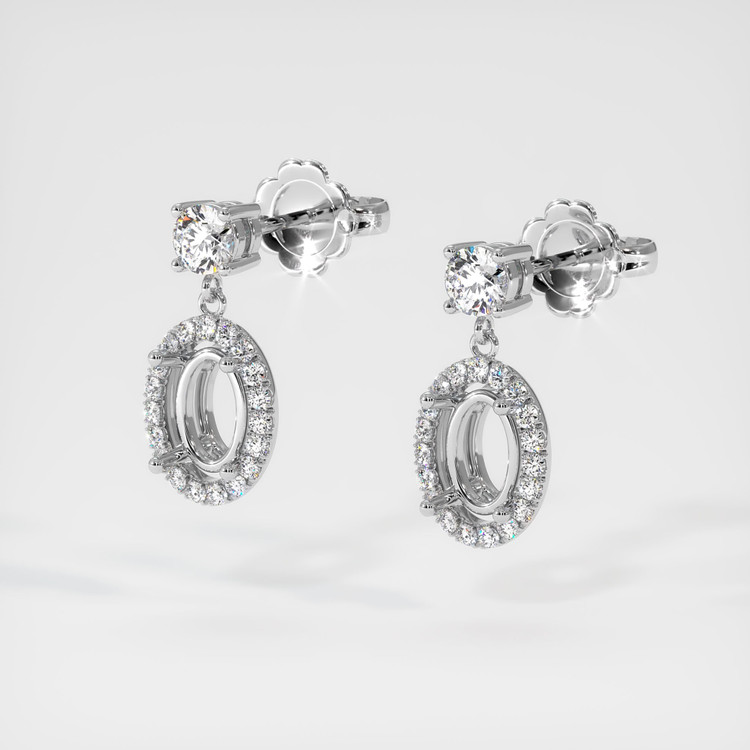 14K White Gold Pave Earring Setting