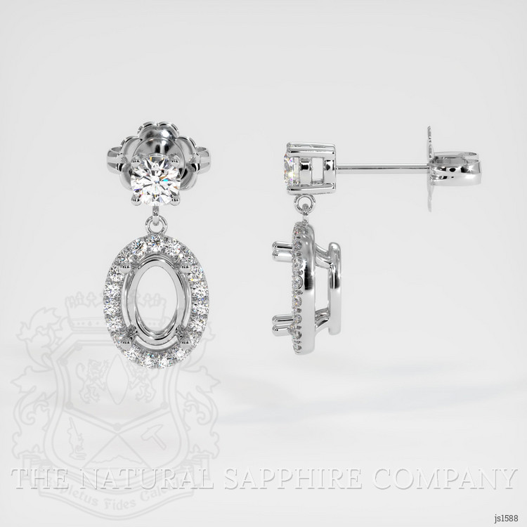 14K White Gold Pave Earring Setting