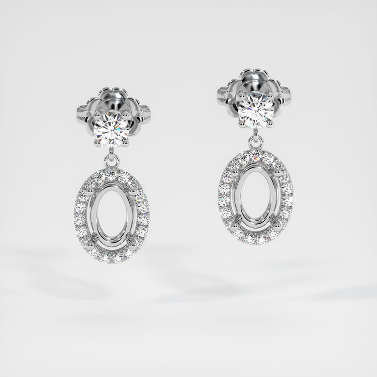 14K White Gold Pave Earring Setting