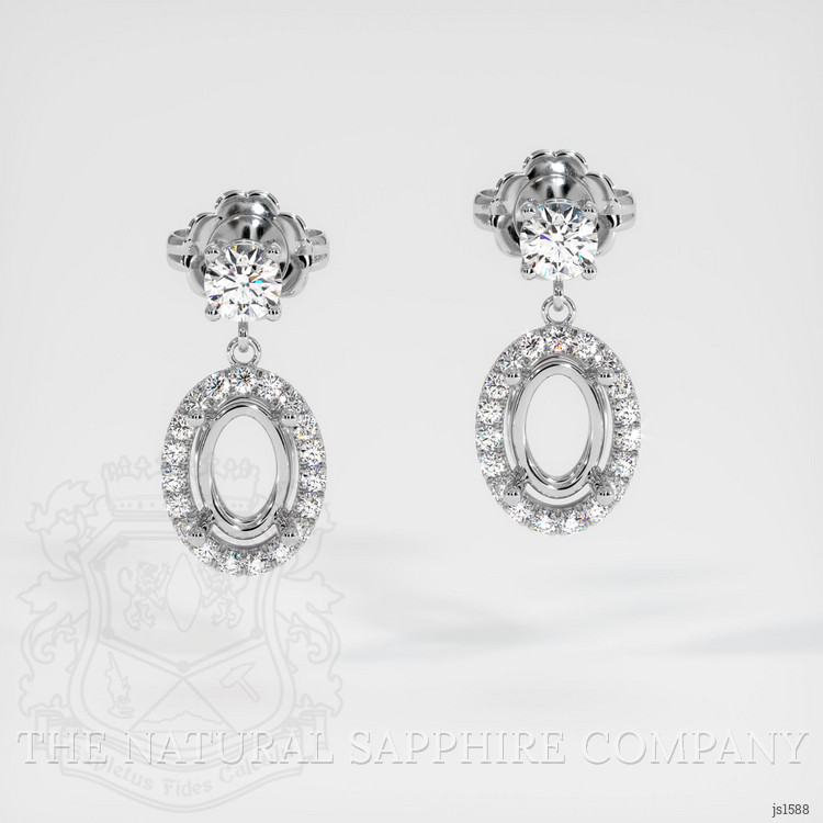 18K White Gold Pave Earring Setting