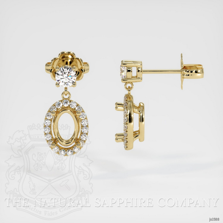 14K Yellow Gold Pave Earring Setting