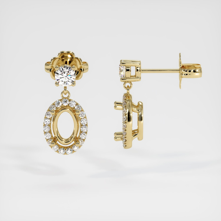 14K Yellow Gold Pave Earring Setting