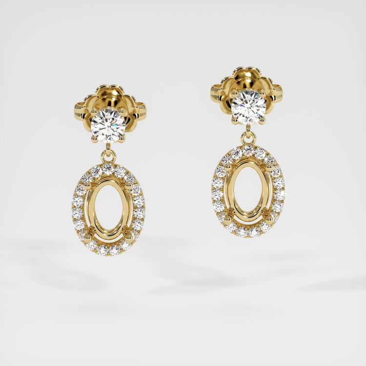14K Yellow Gold Pave Earring Setting