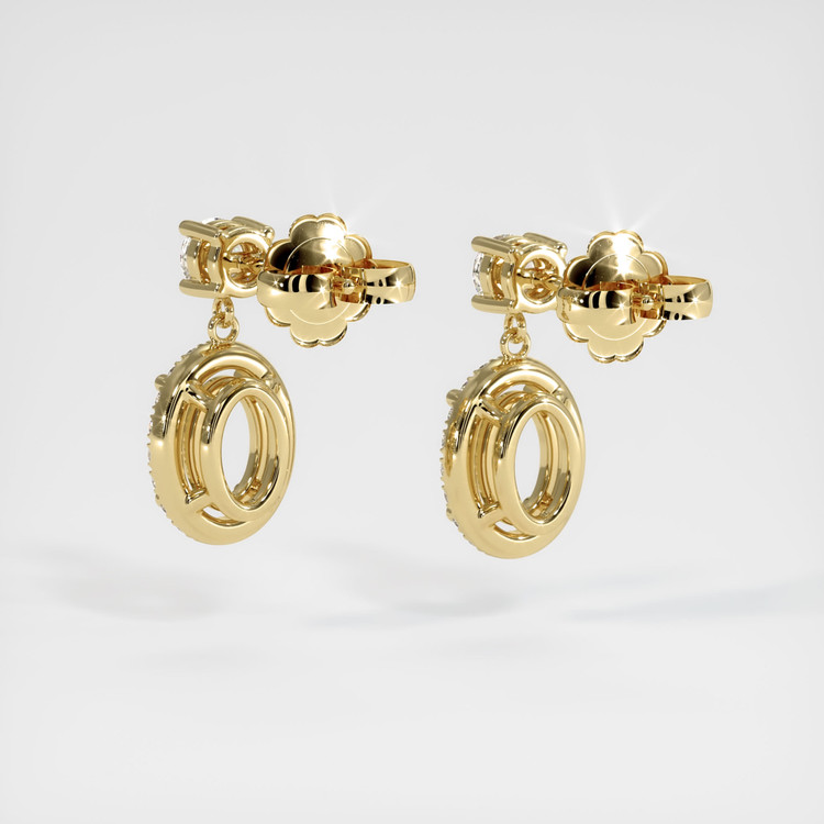 14K Yellow Gold Pave Earring Setting