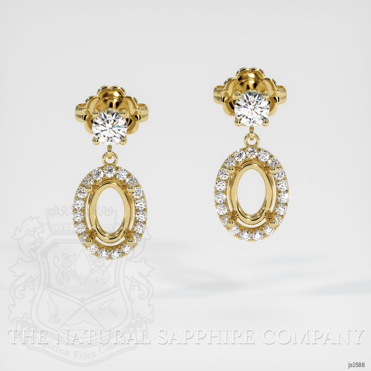 18K Yellow Gold Pave Earring Setting