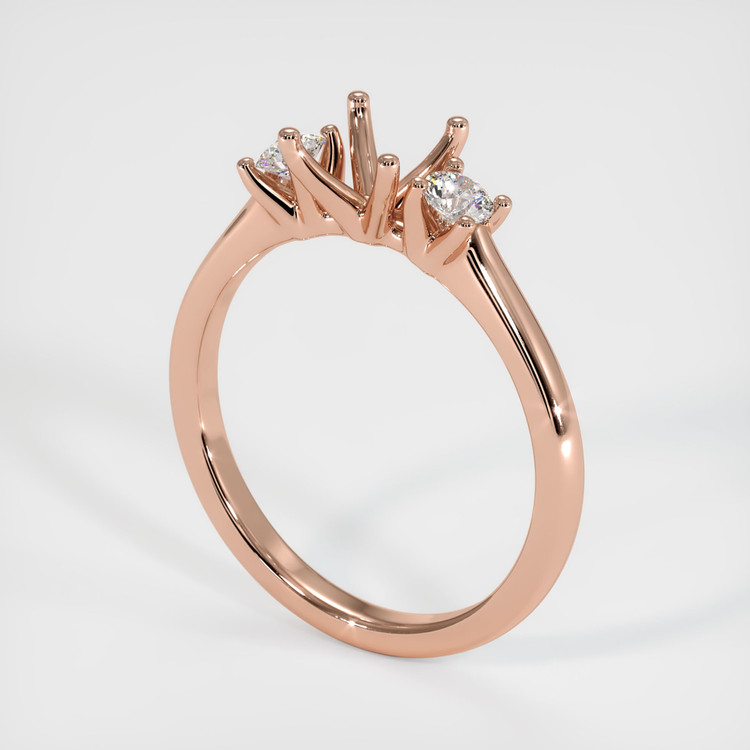 14K Rose Gold Three Stone Ring Setting