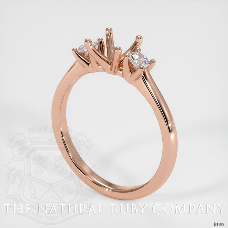 14K Rose Gold Three Stone Ring Setting