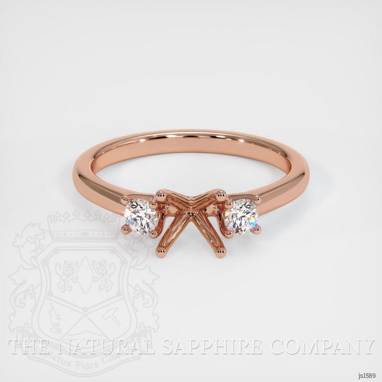 14K Rose Gold Three Stone Ring Setting