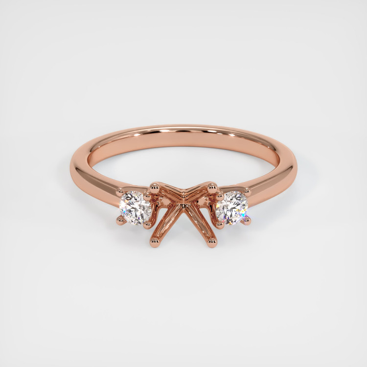 14K Rose Gold Three Stone Ring Setting