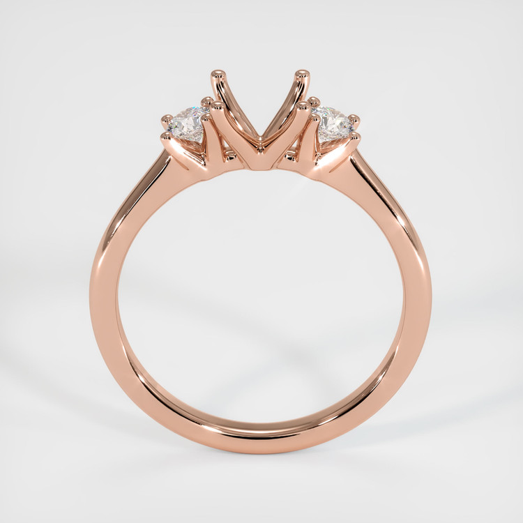 14K Rose Gold Three Stone Ring Setting