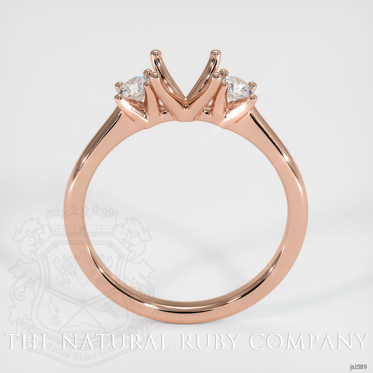 14K Rose Gold Three Stone Ring Setting