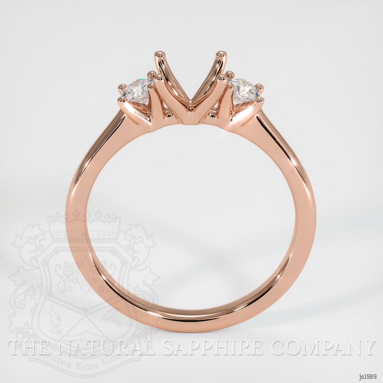 14K Rose Gold Three Stone Ring Setting