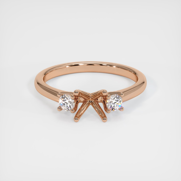 18K Rose Gold Three Stone Ring Setting