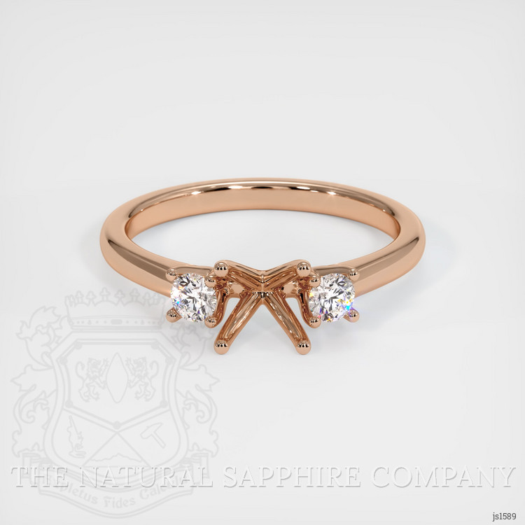 18K Rose Gold Three Stone Ring Setting