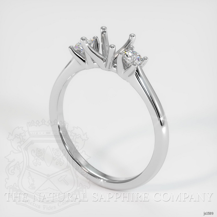 14K White Gold Three Stone Ring Setting